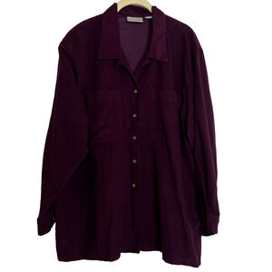 Elisabeth Petite by Liz Claiborne Womens Microfiber Blouse 20P Burgundy Buttons